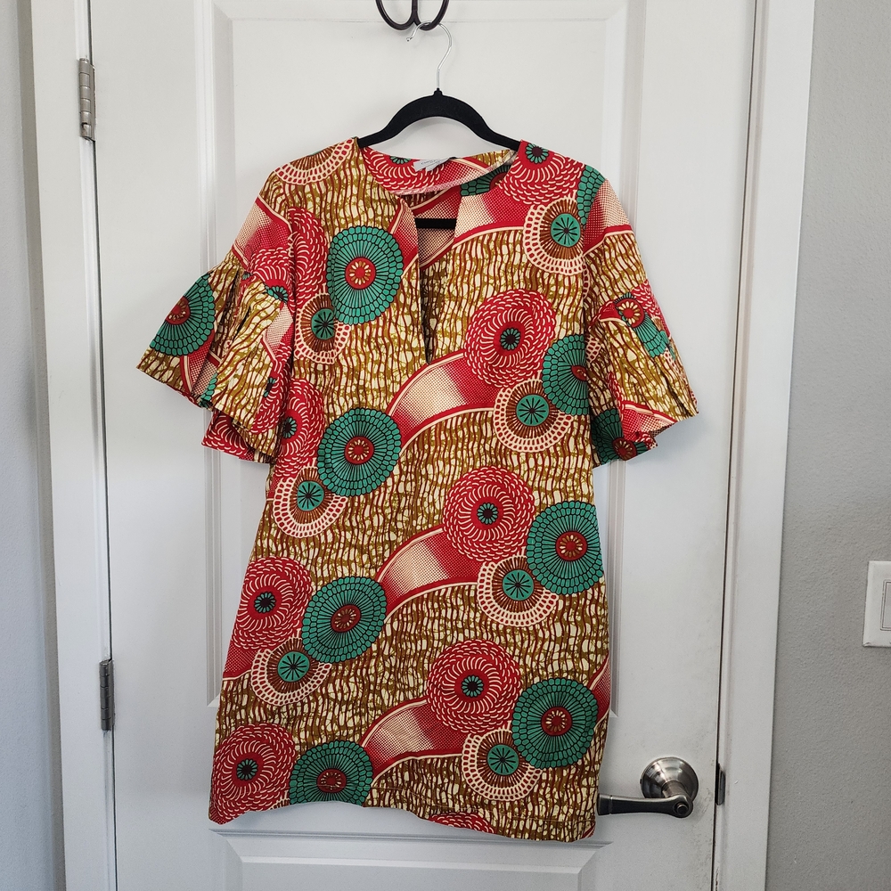 Chen Burkett Africam Print  Multicolor Patterned Dress